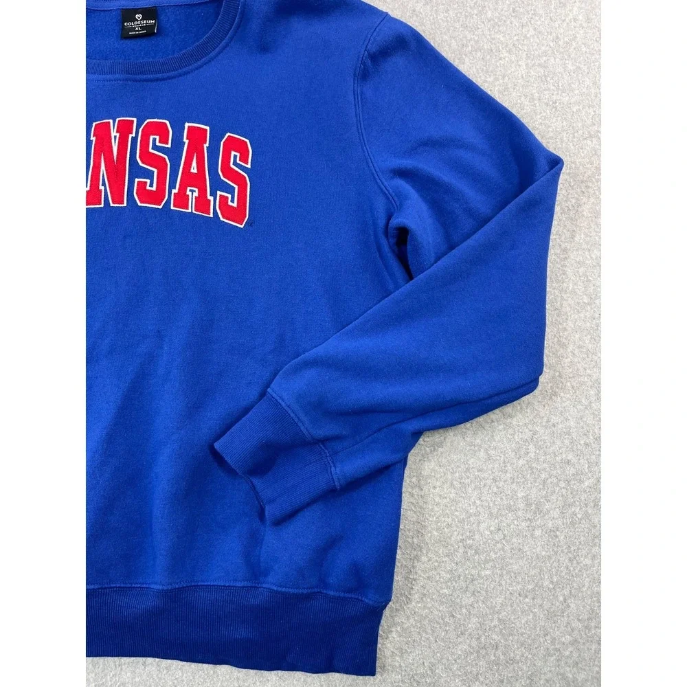 University Of Kansas Sweatshirt Womens XL Blue KU Jayhawks Colosseum Crew Neck